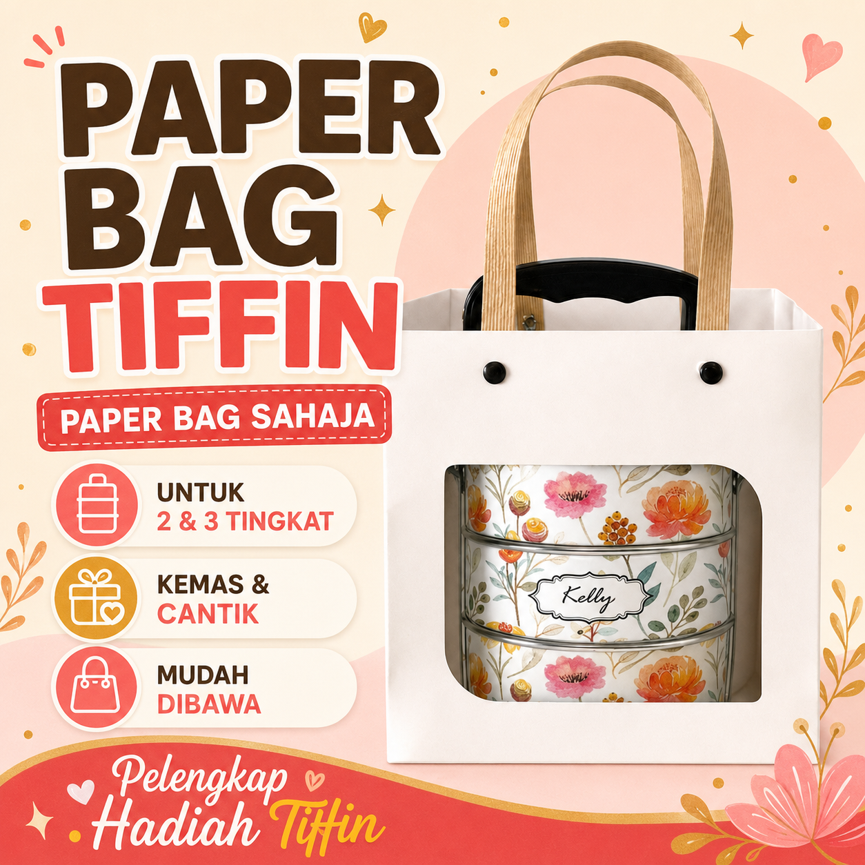 Paper Bag Mangkuk Tingkat (2/3 Tingkat)