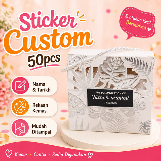 Sticker Custom Kotak Glitter 68 × 27 mm (50 unit)