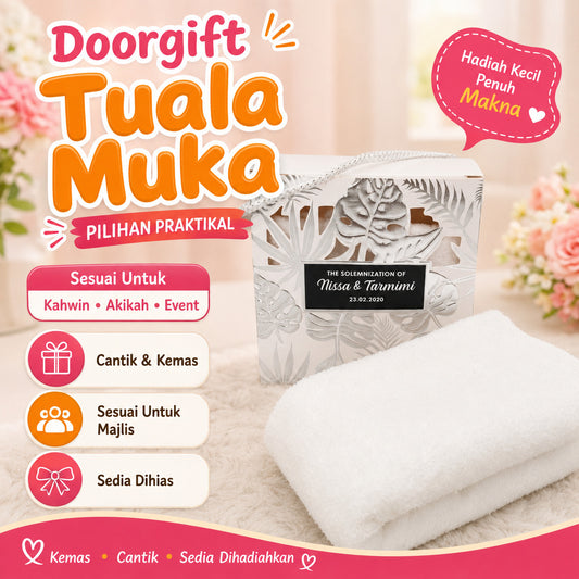 TOWEL TUALA MUKA BOX DOORGIFT DOOR GIFT GOODIES KAHWIN MURAH GIFTBOX /PERKAHWINAN /AKIKAH / BIRTHDAY AKIKAH PERSARAAN