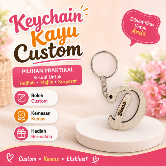 Keychain Kayu Nama Custom