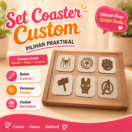 Coaster Custom Nama & Logo