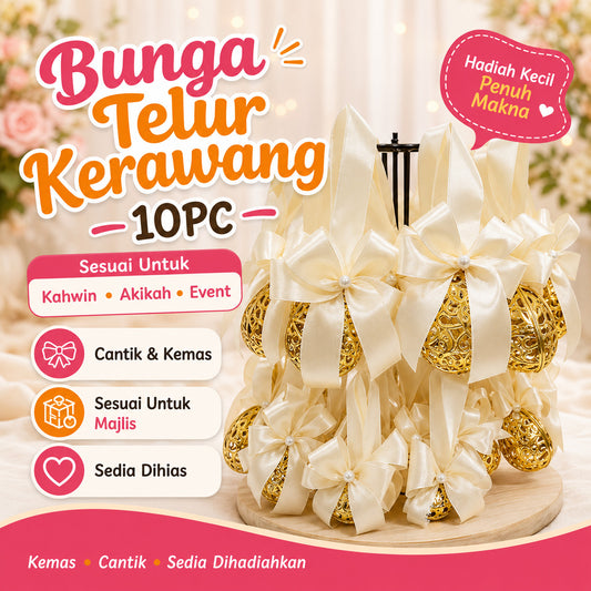 BUNGA TELUR KERAWANG VIRAL 10pc/pack PERKAHWINAN KAHWIN TUNANG DOORGIFT DOORGIFTS BEKAS TELUR WEDDING BKS TELUR NIKAH