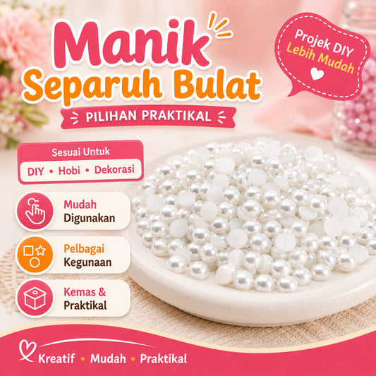 Manik Semi Pearl Separuh Bulat
