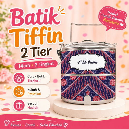 BATIK SERIES - MANGKUK TINGKAT 2 TIER 14CM TIFFIN VIRAL READY STOCK