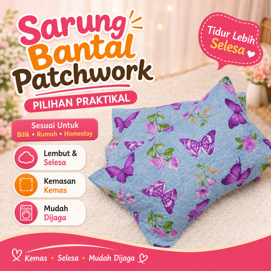 Sarung Bantal Patchwork Berzip