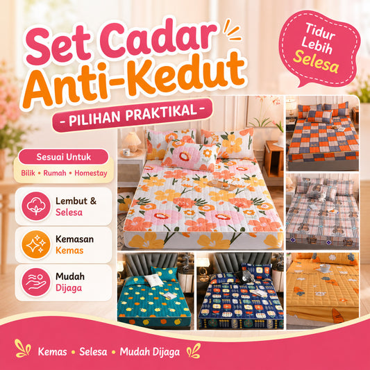 CADAR ANTI KEDUT QUEEN (FREE 2 SARUNG BANTAL) SIZE PENGHABISAN STOCK