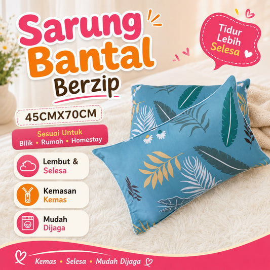 SARUNG BANTAL LIS 45cmx70cm/ BERZIP / COTTON / KAIN ELOK