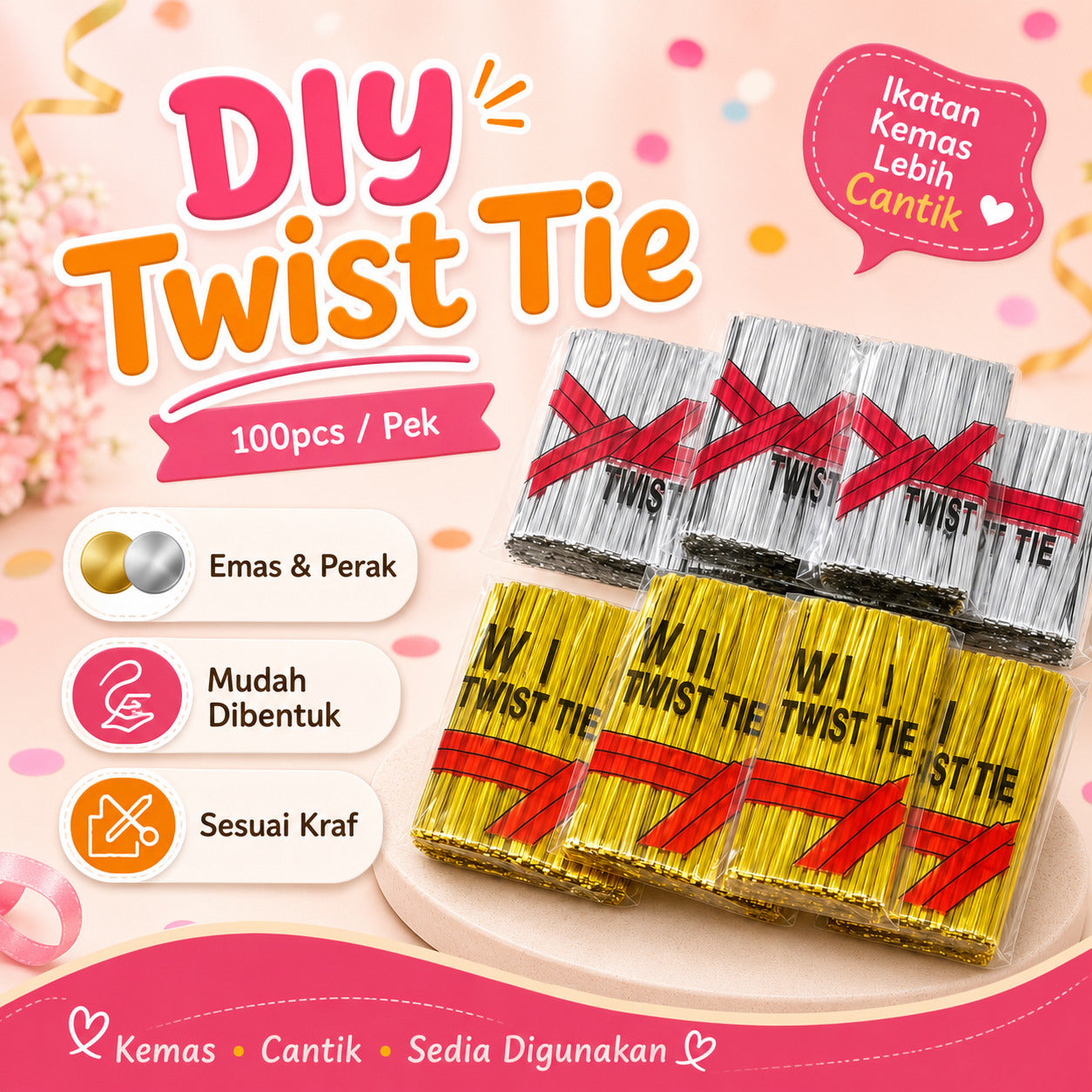 Dawai Twist Tie Bunga Telur