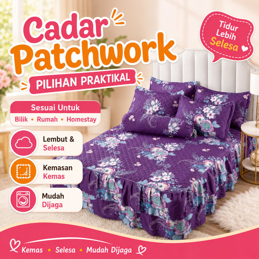 Set Cadar Patchwork Rapol Queen 6-dalam-1