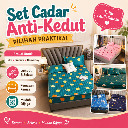 CADAR ANTI KEDUT (3 IN 1) BERCORAK EKSLUSIF / CADAR ANTI KEDUT SINGLE / QUEEN / KING SIZE BEDSHEET VIRAL 床单 床上用品
