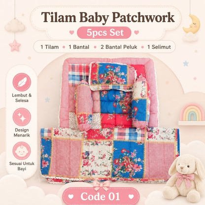 Set Tilam Bayi Patchwork 5-dalam-1