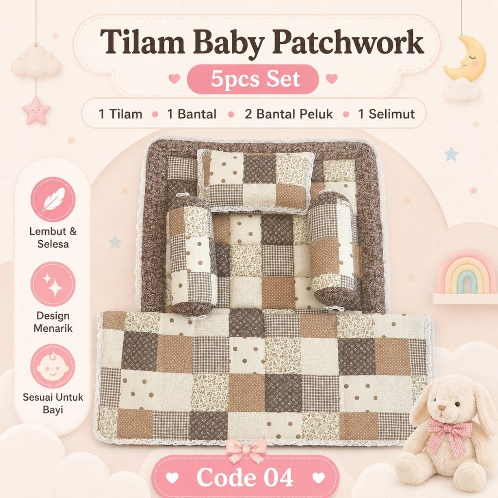 Set Tilam Bayi Patchwork 5-dalam-1